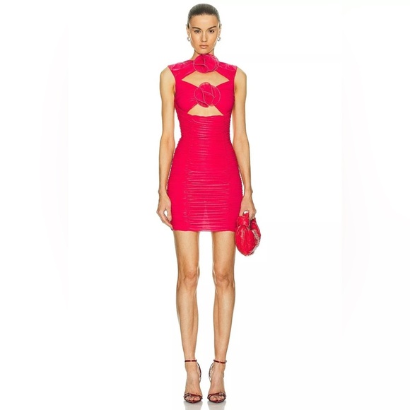 Marianna Senchina Dresses & Skirts - MARIANNA SENCHINA Flower Bloom Mini Dress Raspberry Red Floral